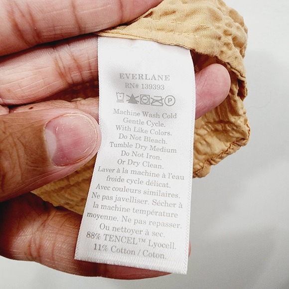 Everlane The Button Smock Top in Neutral Tan Button Front Stretch Womens Size 12 - Picture 9 of 15